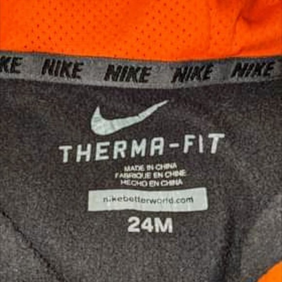 Nike 2 piece dark gray orange tracksuit‎ therma-fit size 24 months - Picture 2 of 2